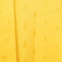 Pre Owned Hermes Yellow Silk Unisex Bee Jacquard Scarf