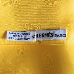Pre Owned Hermes Yellow Silk Unisex Bee Jacquard Scarf