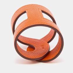 Pre Owned Hermès Orange Epsom Leather Ano Cuff Bracelet