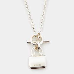 Pre Owned Hermès Sterling Silver Amulettes Constance Pendant Toggle Necklace