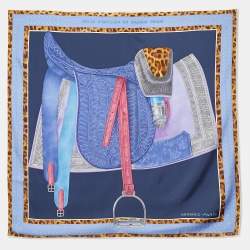 Pre Owned Hermès Black Selle D'Officier En Grande Tenue Silk Scarf