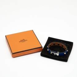 Pre Owned Hermes Mini Dog Clous Carres Purple Leather Two Tone Studded  Bracelet