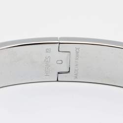 Pre Owned Hermès Clic H Yellow Enamel Palladium Plated Metal Bracelet