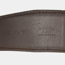 Pre Owned Hermes Black/Chocolat Chamonix and Swift Leather Constance Reversible Belt 75CM