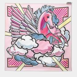 Kokoshung San - Hermes Scarf Pegase Pop Silk 70 cm Pink Carre Pegasus 27.5  inch RA3
