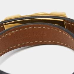 Pre Owned Hermes Rivale Black Leather Double Tour Bracelet S