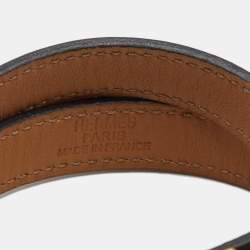 Pre Owned Hermes Kelly Double Tour Brown Leather Gold Tone Wrap Bracelet S
