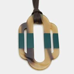 Pre Owned Hermes Attelage Lacquered Horn Waxed Cotton Pendant Necklace