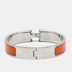 Hermes Clic H Orange Enamel Palladium Plated Bracelet