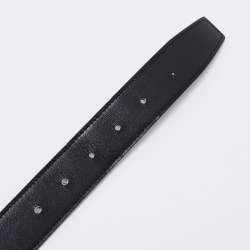 Pre Owned Hermes Black/Gold Chamonix and Togo Leather Gold Finish Reversible H Buckle Belt 90CM