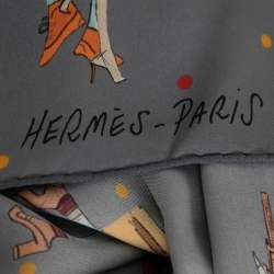 Pre Owned Hermès Grey Les Parisiennes De Kiraz Silk Scarf
