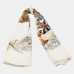 Pre Owned Hermès Cream Jungle Love Cashmere Silk Shawl