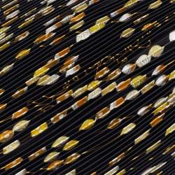 Pre Owned Hermès Black Dancing Pearls Silk Plisse Scarf