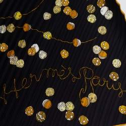 Pre Owned Hermès Black Dancing Pearls Silk Plisse Scarf