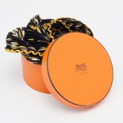 Pre Owned Hermès Black Dancing Pearls Silk Plisse Scarf