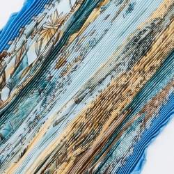 Pre Owned Hermès Blue Chasse au Bois Silk Plisse Scarf