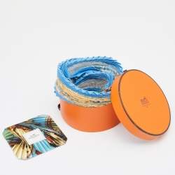 Pre Owned Hermès Blue Chasse au Bois Silk Plisse Scarf