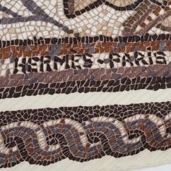 Pre Owned Hermès Ivory Sous Le Cedre Silk Plisse Scarf