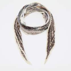 Pre Owned Hermès Ivory Sous Le Cedre Silk Plisse Scarf