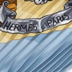 Pre Owned Hermès Blue Au Plus Dru Silk Plisse Scarf