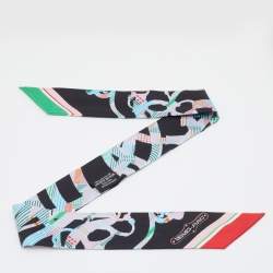 Pre Owned Hermès Black Cavalcadour Silk Twilly