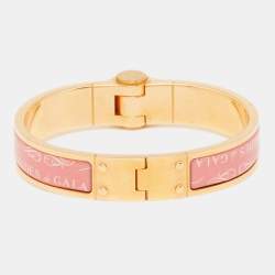 Pre Owned Hermès Pink Brides de Gala Enamel Narrow Hinged Bracelet