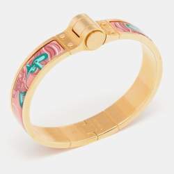 Pre Owned Hermès Pink Brides de Gala Enamel Narrow Hinged Bracelet