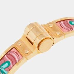 Pre Owned Hermès Pink Brides de Gala Enamel Narrow Hinged Bracelet