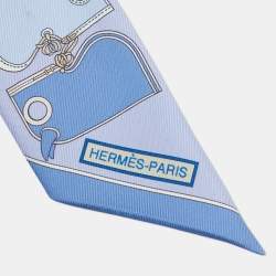 Pre Owned Hermes Blue Camails Silk Twilly Scarf