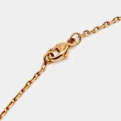 Pre Owned Hermès Rose Gold Tone Black Leather O'Kelly Pendant Necklace