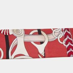 Pre Owned Hermès Red Panoplie Equestre Silk Twilly
