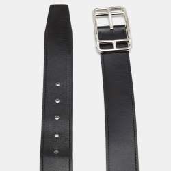 Pre Owned Hermes Black/Gold Box and Togo Leather Cape Cod Reversible Belt 85CM