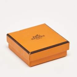 Pre Owned Hermès Cage d'H Gold Plated Pink Lacquer Stud Earrings