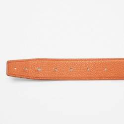 Pre Owned Hermes Orange/Chocolat Togo and Box Leather H Buckle Reversible Belt 75CM