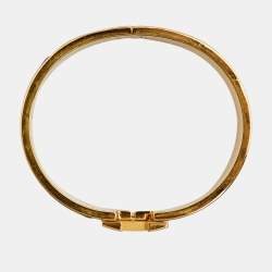 Pre Owned Hermès Clic H Purple Enamel Gold Plated Narrow Bracelet
