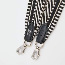 Pre Owned Hermes Black/Ecru Swift Leather And Toil Sangle Cavale 25mm Bag Strap