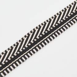 Pre Owned Hermes Black/Ecru Swift Leather And Toil Sangle Cavale 25mm Bag Strap