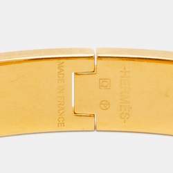 Pre Owned Hermes Clic H Turquoise Enamel Gold Plated Bracelet