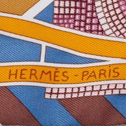 Pre Owned Hermès Brown Mosaic Print Silk Twilly