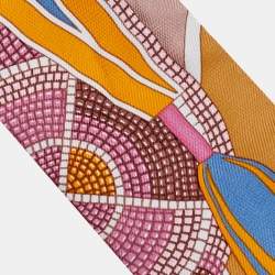 Pre Owned Hermès Brown Mosaic Print Silk Twilly