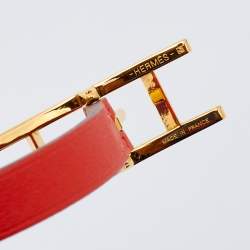 Pre Owned Hermès Behapi Orange & Purple Leather Double Tour Reversible Bracelet XS