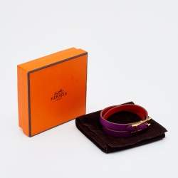 Pre Owned Hermès Behapi Orange & Purple Leather Double Tour Reversible Bracelet XS