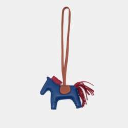 Pre Owned Hermes Bleu De Malte/Rubis/Fauve GriGri Rodeo Bag Charm PM