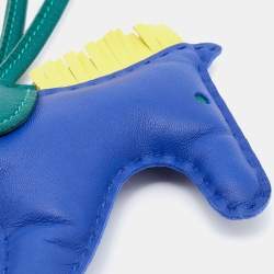 Pre Owned Hermès Bleu Electric/Malachite/Lime Milo Lambskin GriGri Rodeo Bag Charm MM