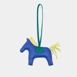 Pre Owned Hermès Bleu Electric/Malachite/Lime Milo Lambskin GriGri Rodeo Bag Charm MM