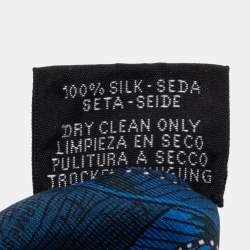 Pre Owned Hermès Blue Tree Of Song Silk Twilly Scarf