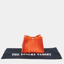 Pre Owned Hermès Orange Toile Chevron Garden Party Pouch