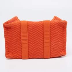 Pre Owned Hermès Orange Toile Chevron Garden Party Pouch