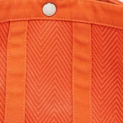 Pre Owned Hermès Orange Toile Chevron Garden Party Pouch