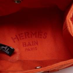 Pre Owned Hermès Orange Toile Chevron Garden Party Pouch